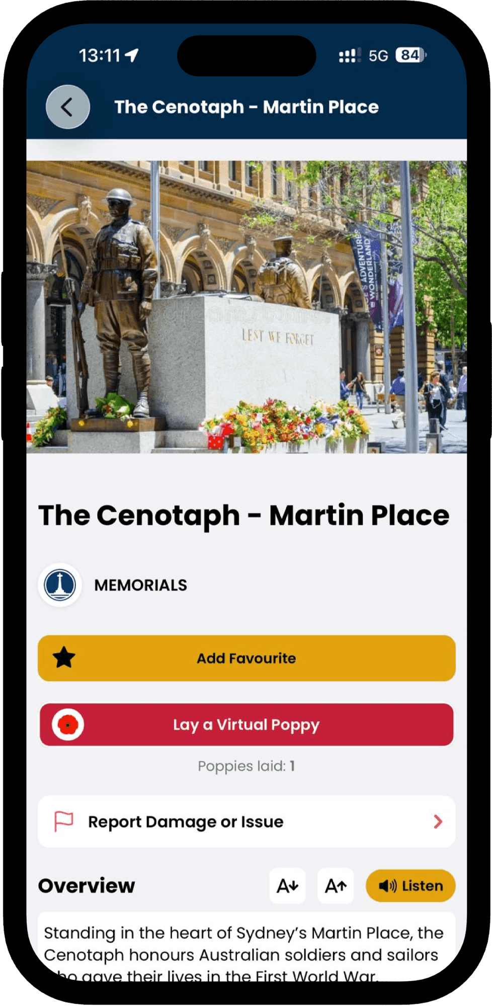Location details page with meeting schedules and contact information