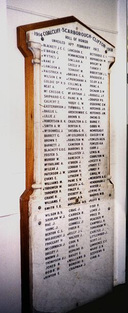 Coalcliff Scarborough Clifton 1914-1918 Roll of Honour