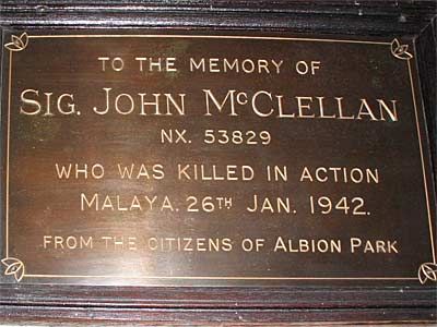 Sig. John McClellan Memorial Plaque