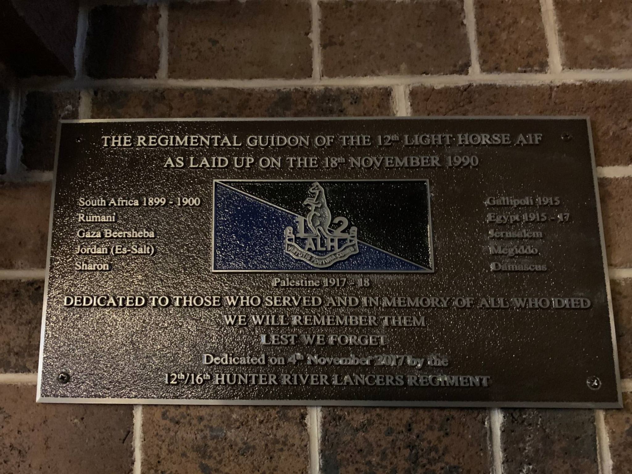12th Light Horse AIF Regimental Guidon Memorial Plaque, Armidale - Main image