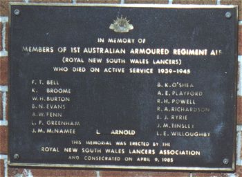 1st Australian Armoured Regiment (RNSW Lancers) Memorial photo 1