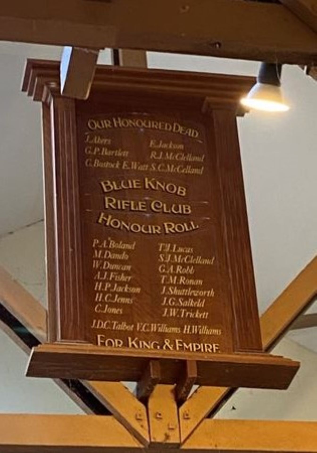 Blue Knob Rifle Club First World War Honour Roll photo 1