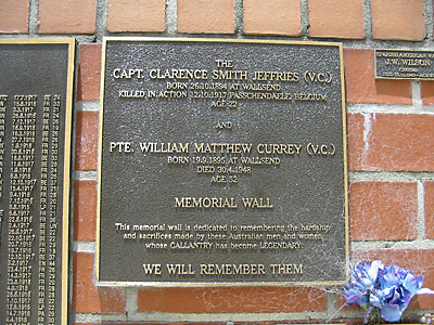 Capt. Clarence Smith Jeffries VC and Pte. William Matthew Currey VC Memorial Wall photo 1