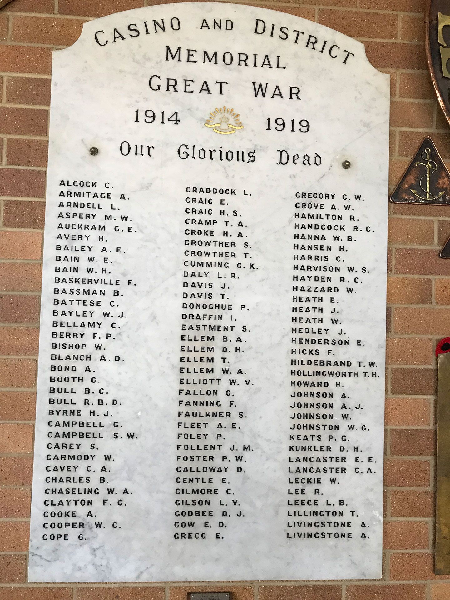 Casino and District Memorial Hospital First World War Roll of Honour photo 1