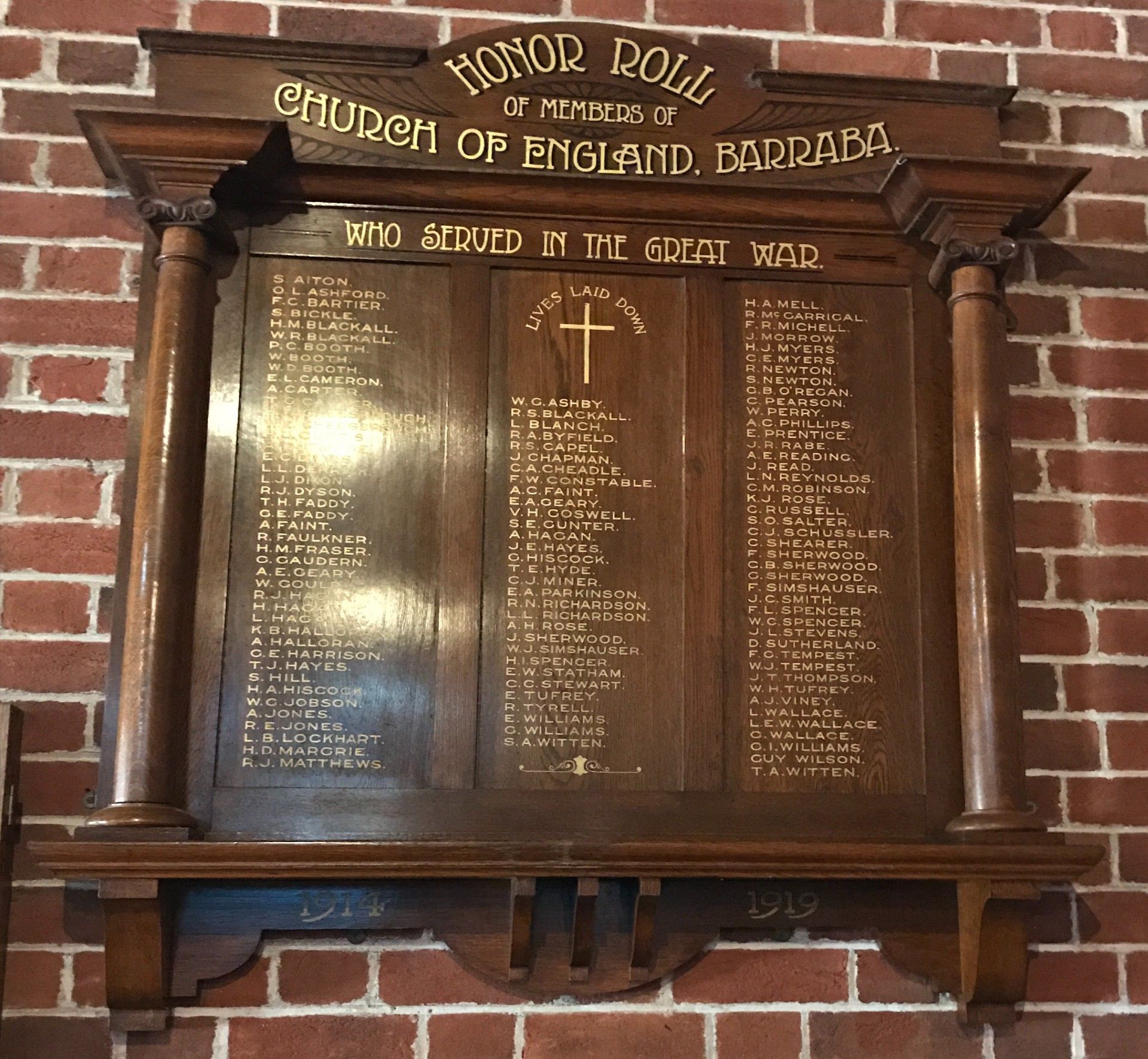 Church of England Great War Honor Roll, Barraba photo 1