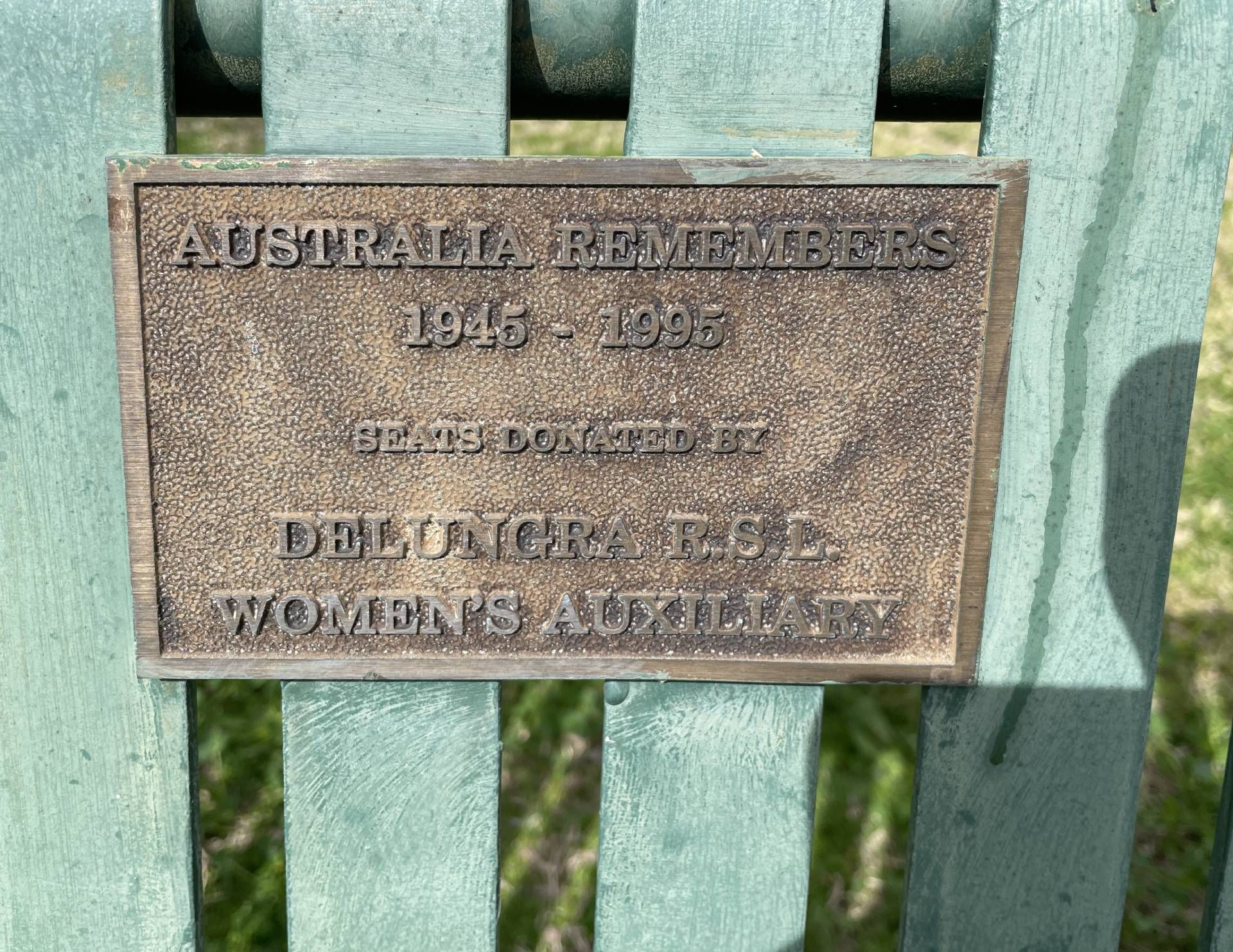 Delungra RSL Women's Auxiliary Australia Remembers 1945-1995 Bench photo 1
