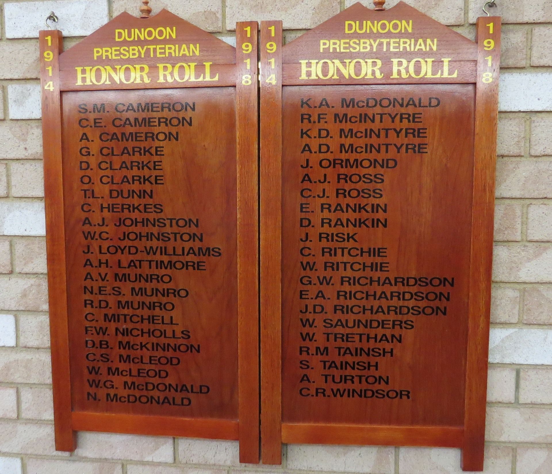 Dunoon Presbyterian Great War Honor Rolls photo 1