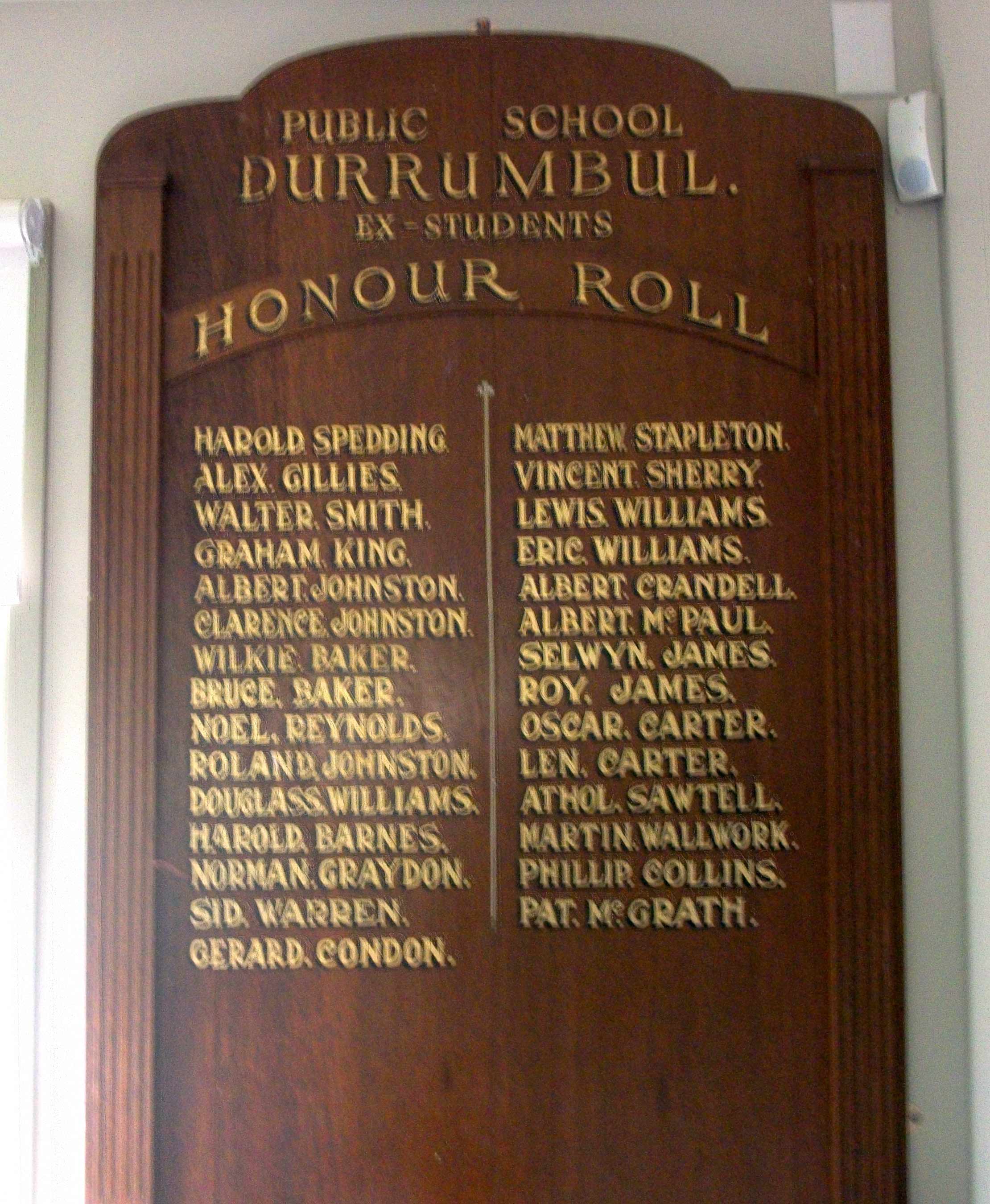 Durrumbul Public School First World War and Second World War Honour Rolls photo 1
