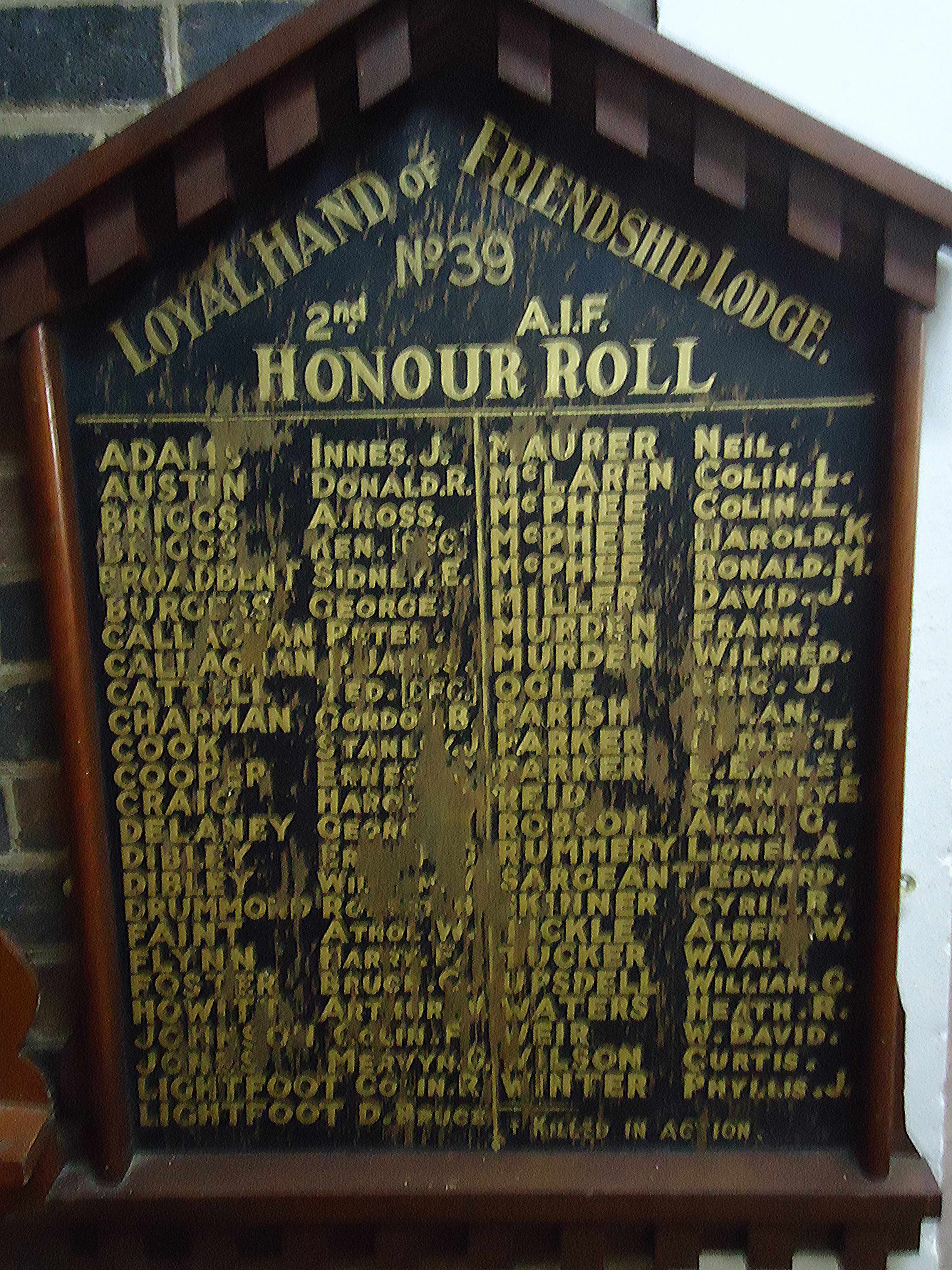 Glen Innes Loyal Hand of Friendship Lodge First and Second World War Honour Rolls photo 1