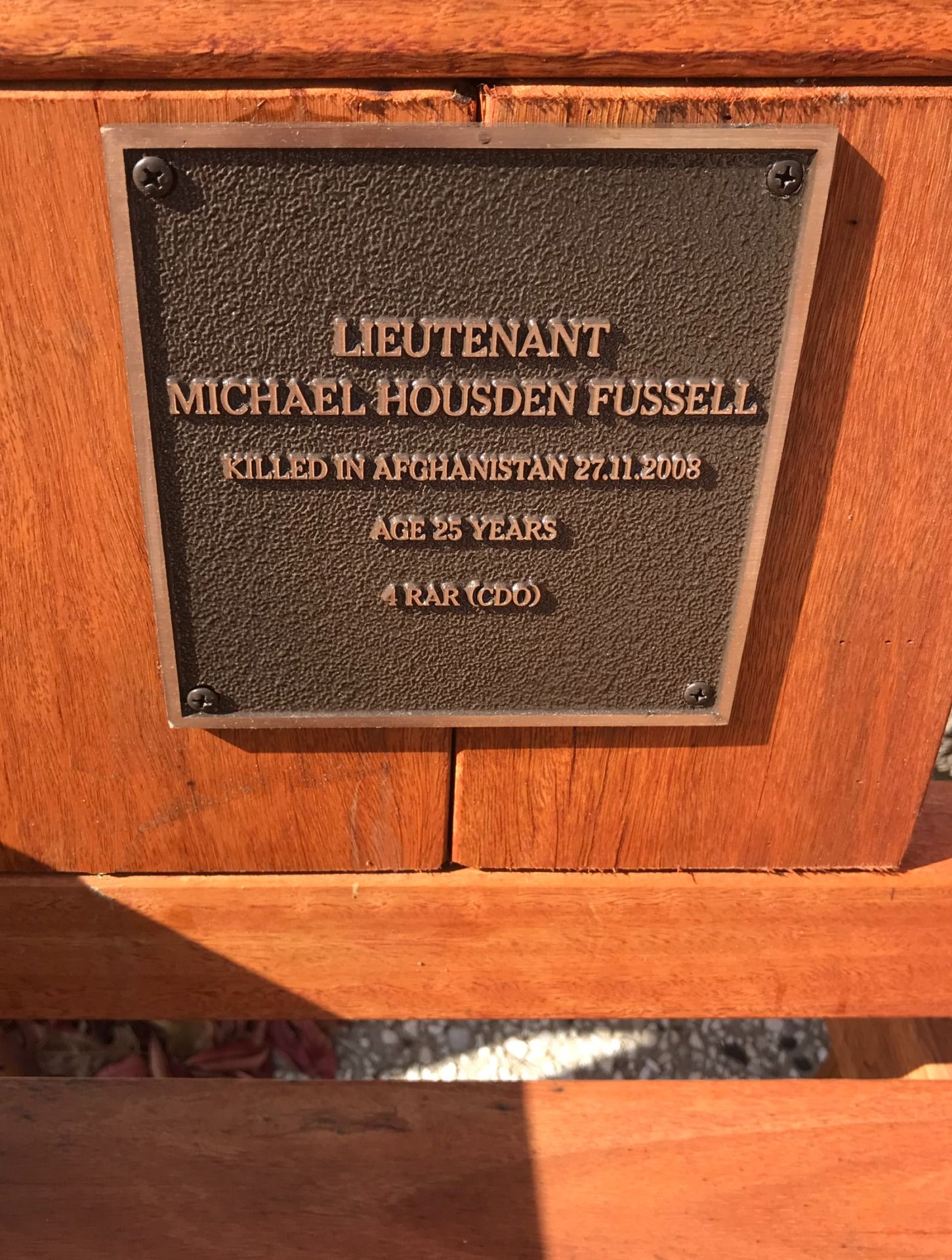 Lt. Michael Housden Fussell Memorial Bench, Walcha photo 1