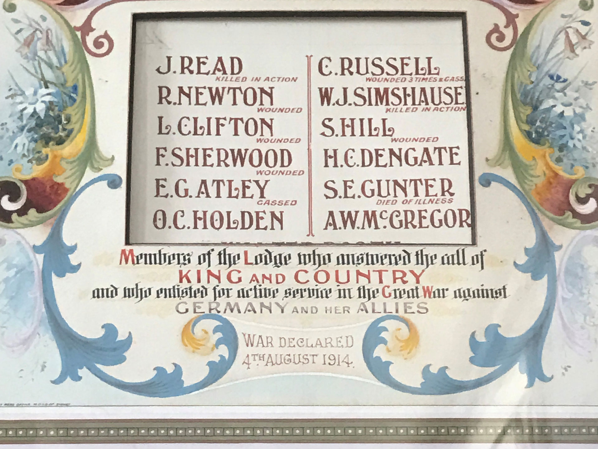 M.U.I.O.O.F. Loyal Prince of Wales Lodge No. 203 Tamworth District Great War Roll of Honor, Barraba photo 1