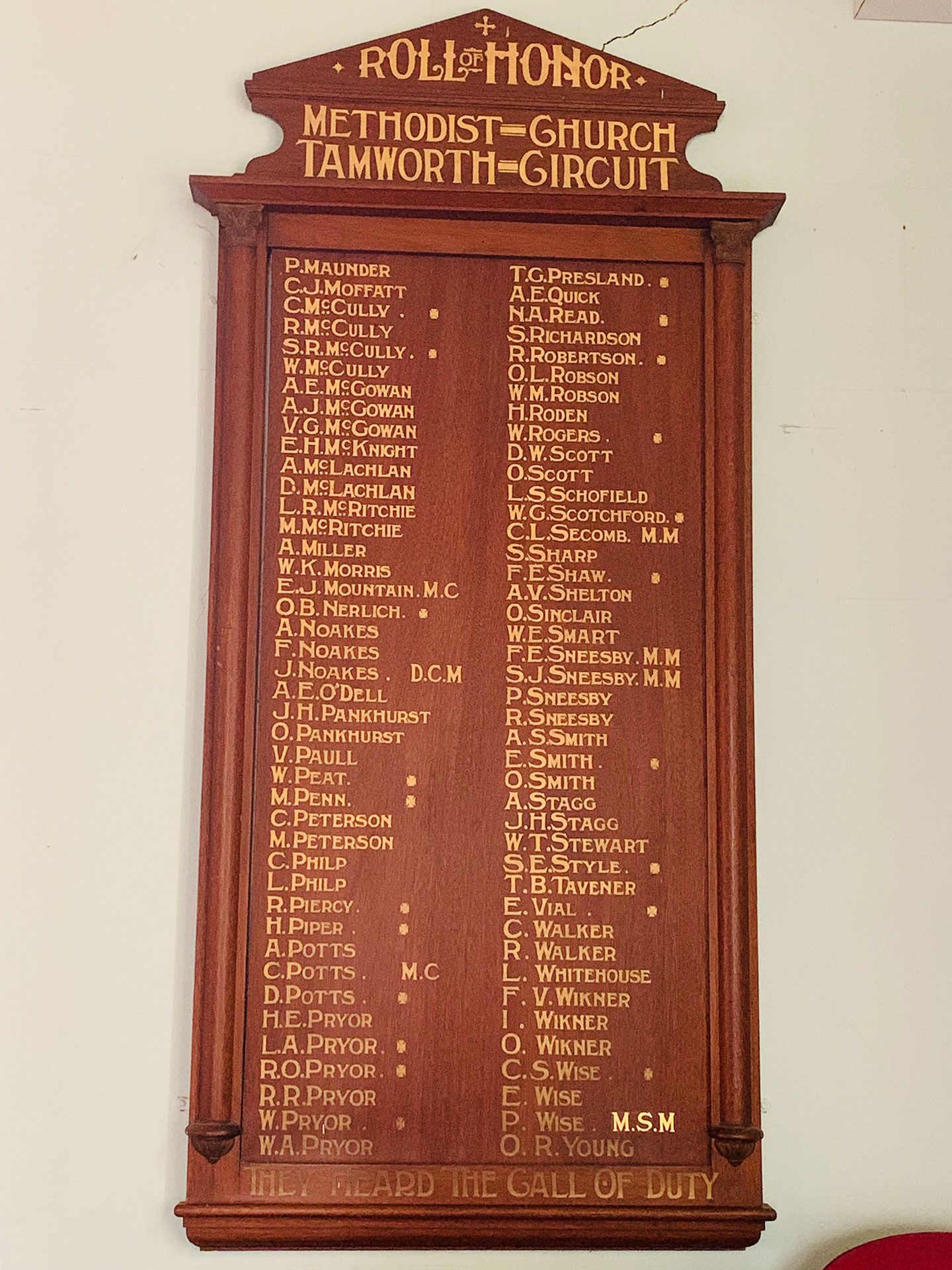 Methodist Church Tamworth Circuit First World War Roll of Honor photo 1