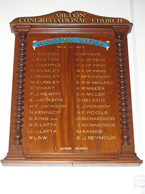Milton Congregational Church First World War Honour Roll photo 1