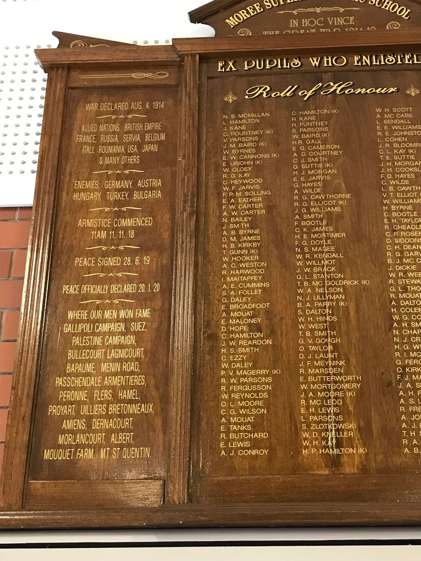 Moree Superior Public School First World War Roll of Honour photo 1