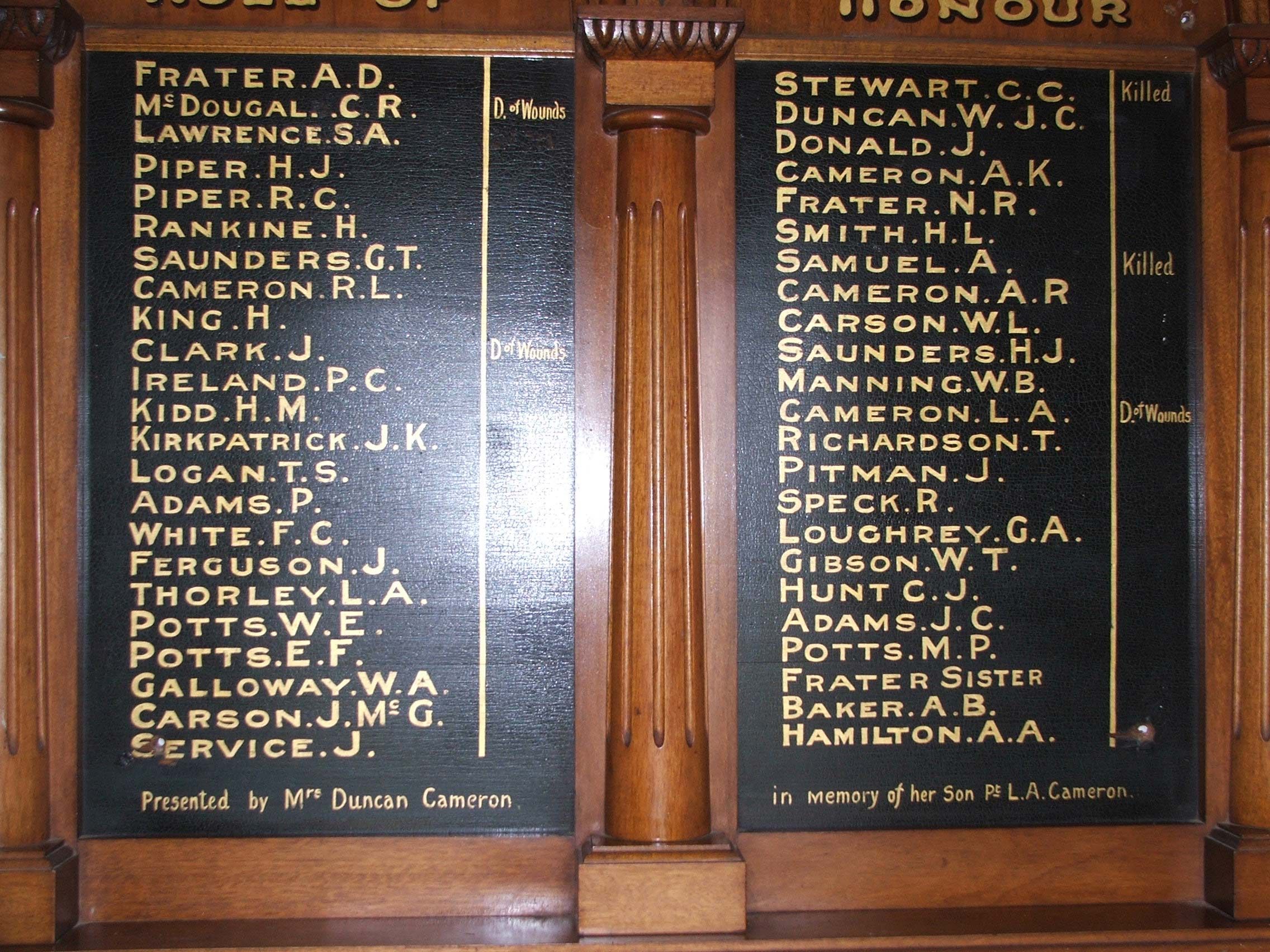 Narrabri Presbyterian Church First World War Memorials photo 1