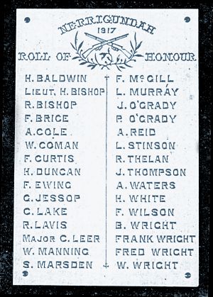 Nerrigundah 1917 Roll of Honour (Missing) photo 1