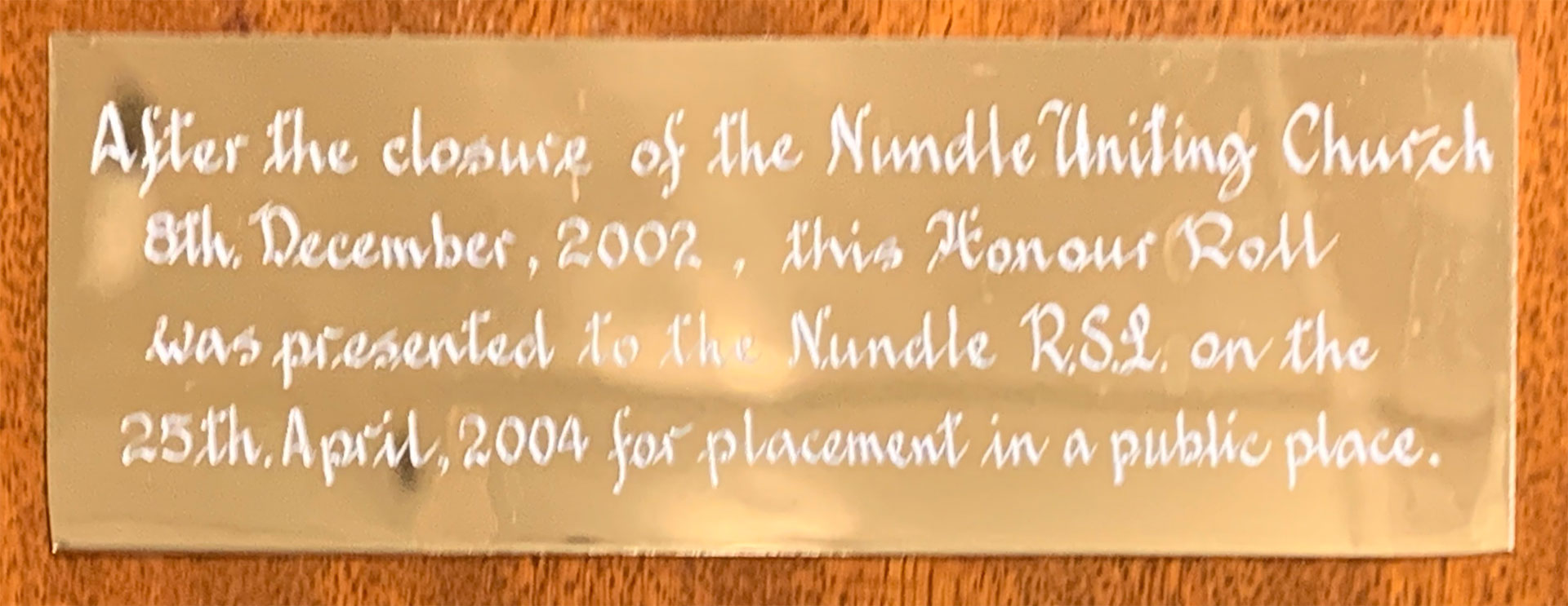 Nundle Presbyterian Church First World War Honour Roll photo 1