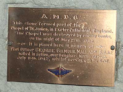Pilot Officer George Gilmour Mallaby Memorial Plaque photo 1
