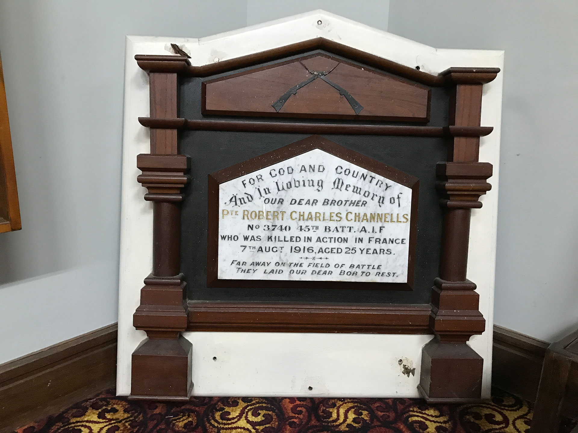 Pte Robert Charles Channells Memorial Tablets photo 1