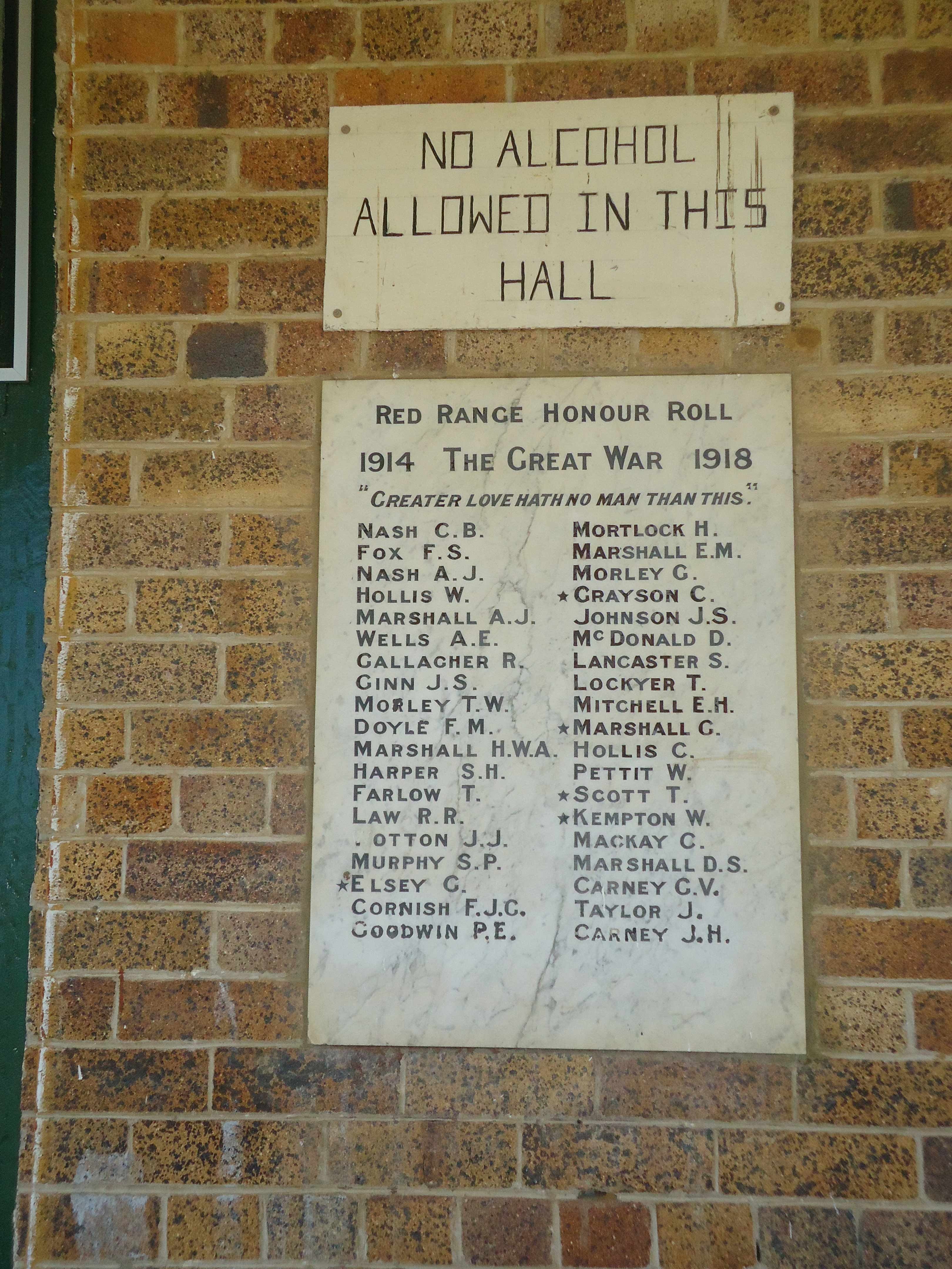 Red Range Memorial Hall and Great War Honour Roll photo 1