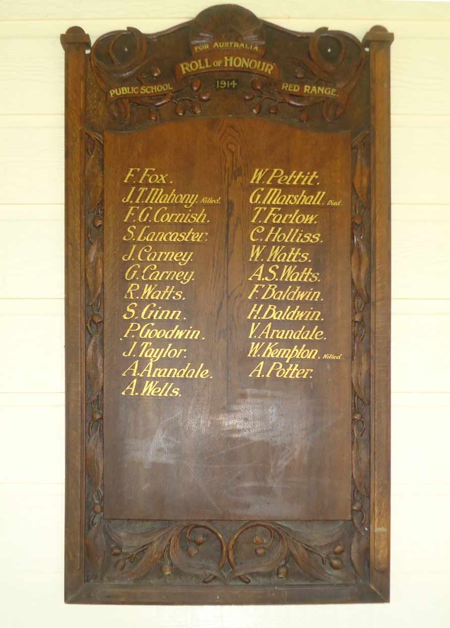 Red Range School First World War Roll of Honour photo 1