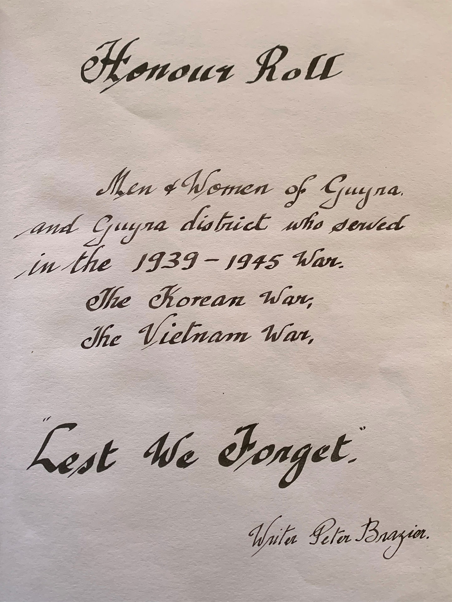 RSL Guyra Honour Roll Book photo 1