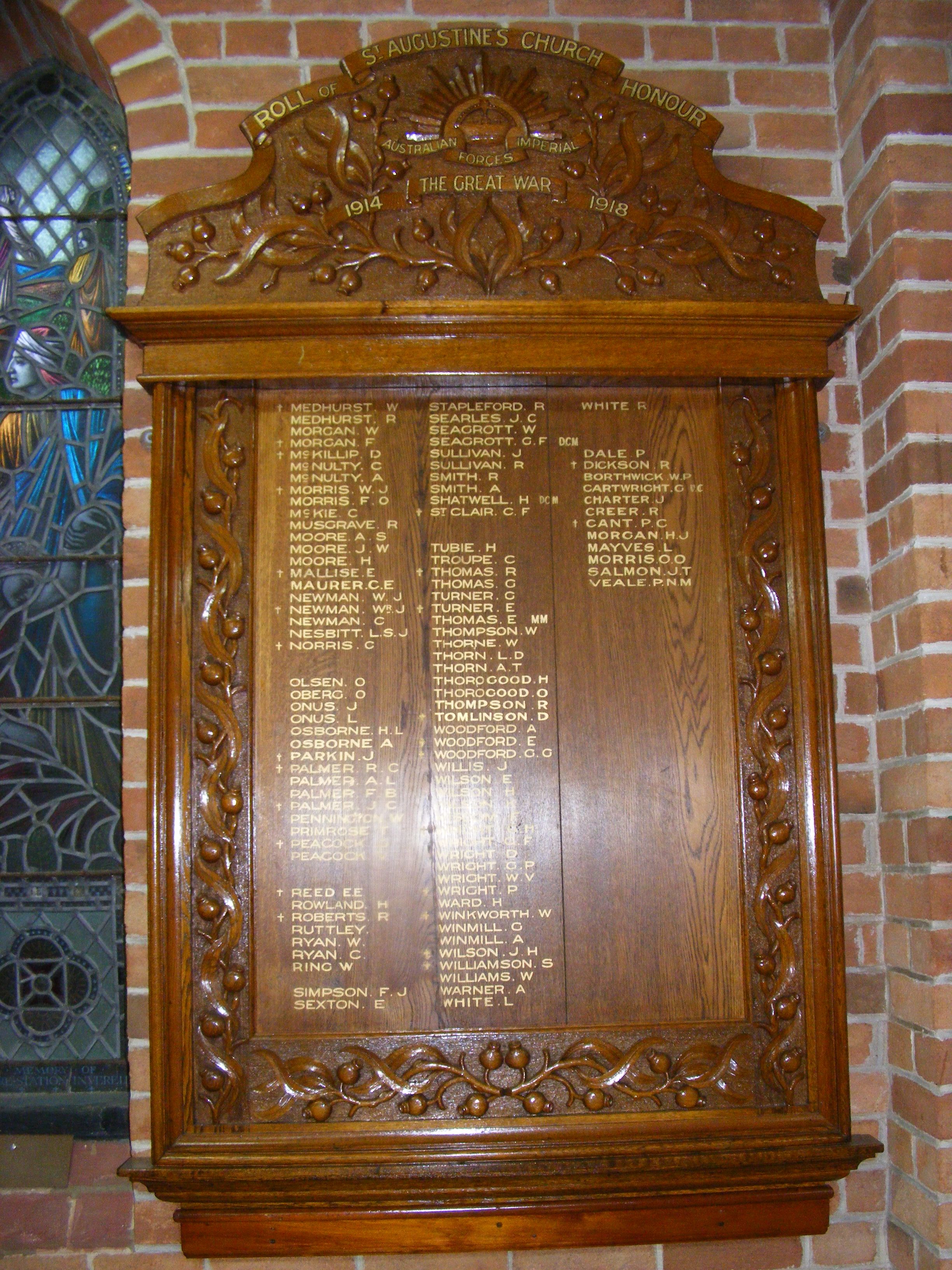 St Augustine's Anglican Church Great War Roll of Honour, Inverell photo 1