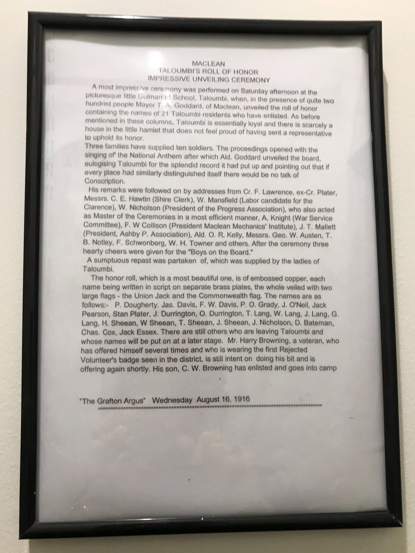 Taloumbi District First World War Roll of Honor photo 1
