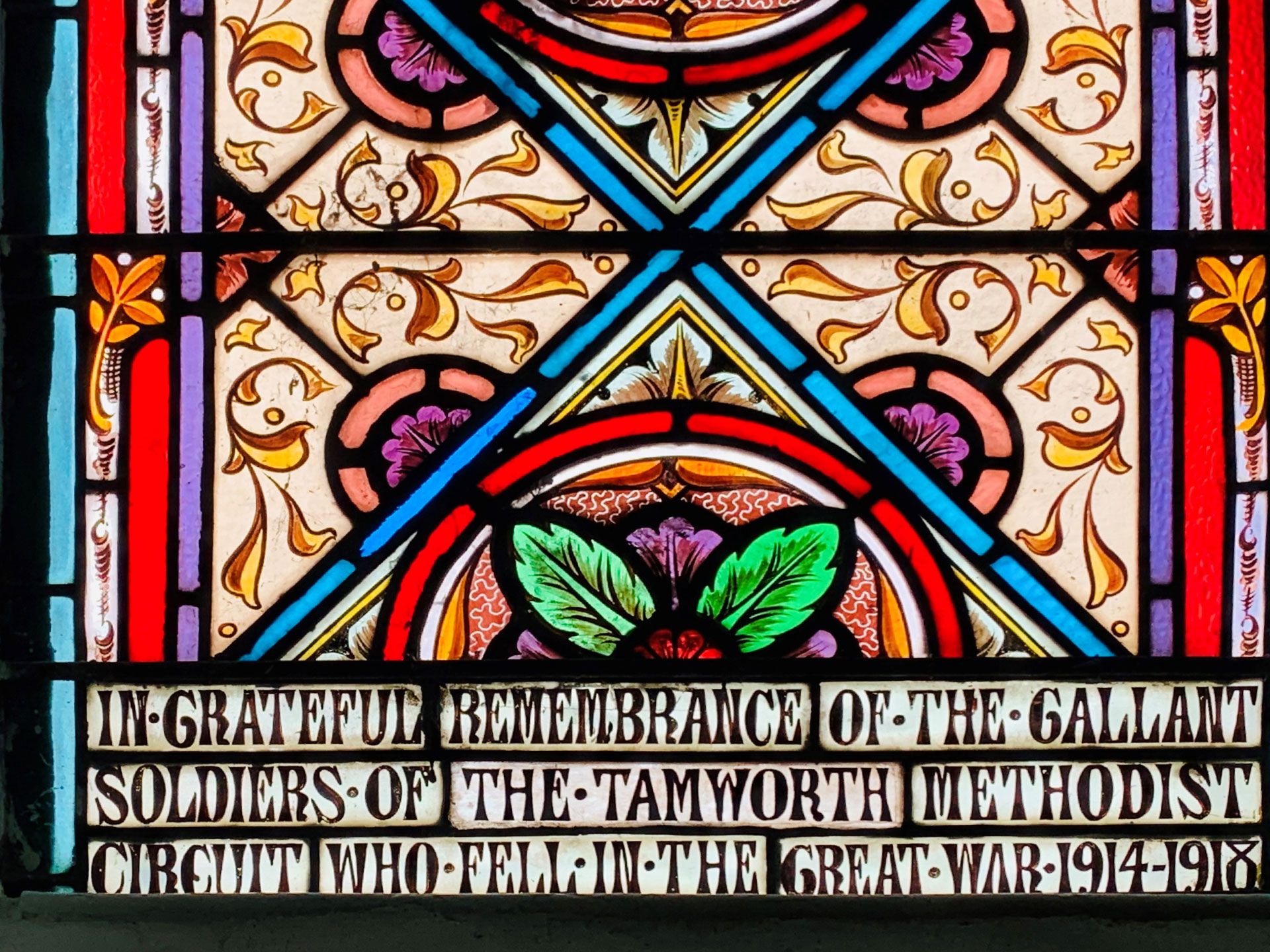 Tamworth Methodist Church Great War Memorial Window and Honour Roll photo 1