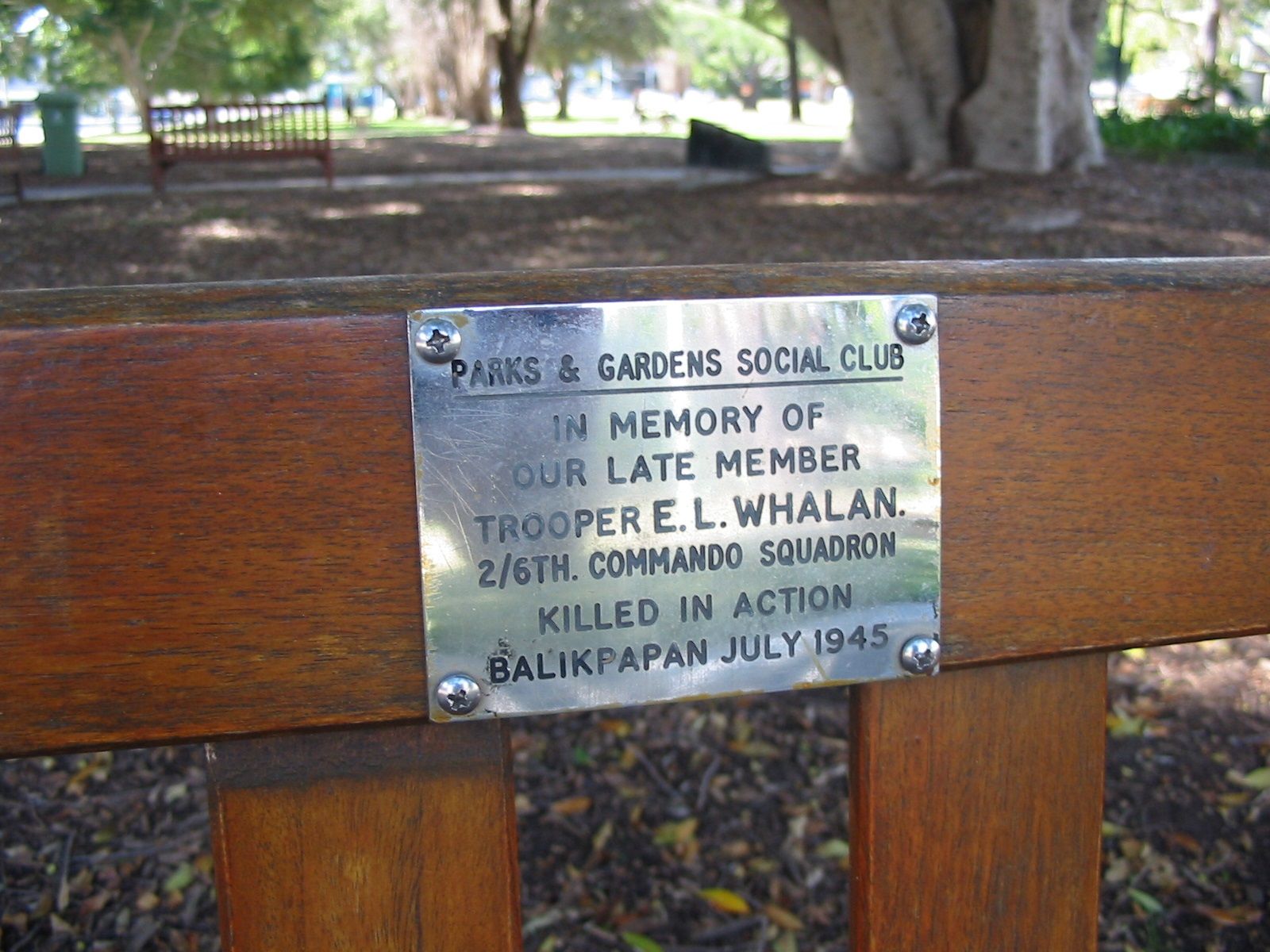 Trooper E. L. Whalan Memorial Seat photo 1