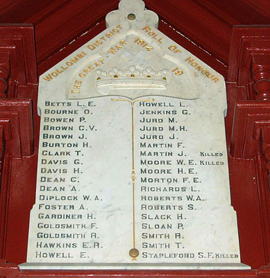 Wollombi District First World War Roll of Honour photo 1