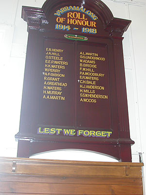 Yarramalong School of Arts First and Second World Wars Rolls of Honour photo 1